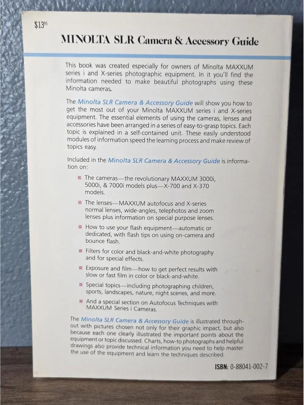 Minolta SLR Camera & Accessory Guide Book